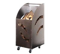 Carrello Portalegna Cesto con Ruote Ferro Battuto per Camino Caminetto 32x40xH80