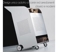 Portalegna Wood trolley INDOOR in acciaio Lucido 55x73xh100 cm acciaio aisi 430