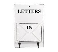 Portalettere da Parete, Cassetta Postale in Legno Portalettere con Ganci Appendiabiti a Parete Scatola Portaoggetti per Smistatore di Posta Decorazione Domestica Vintage(Bianco)
