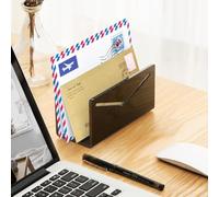 Portalettere in acrilico trasparente con cuscinetti antiscivolo, materiale spesso 3 mm, per scrivania da ufficio e casa, organizer per buste per ordinare efficacemente la posta (nero)