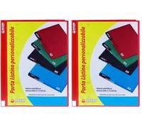 Portalistino 40 Buste Personalizzabile su Dorso e Copertina, In Plastica, Formato A4, Colore Rosso (Confezione da 2)
