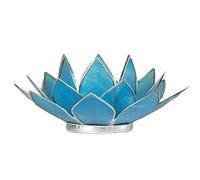 Portalumino 5 Chakra Azzurro Portacandela Fiore Loto