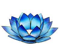 Portalumino Capiz Loto dei Chakra azzurro scuro 13 cm fatto a mano
