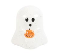 Portalumino fantasma stravagante con accento di zucca, decorazione di Halloween per l'atmosfera - Artigianato di qualità - Decorazione versatile da tavolo alta 11 cm