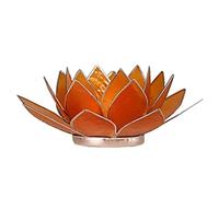 Portalumino Loto Illuminazione 2°Chakra Arancio Argento Portacandele Meditazione