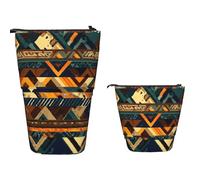 Portamatite Borsa African Tribal Ethnic Texture Borsa Cancelleria Scomparti Astuccio Cartoleria Resistente Borsa Matite Per Collegio, Insegnanti, Regalo