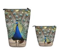 Portamatite Borsa Blue Peacock Slot Matite Astuccio Durevole Astuccio Portapenne In Piedi Multifunzione Borsa Cancelleria Per Insegnanti, Ufficio, Scuola