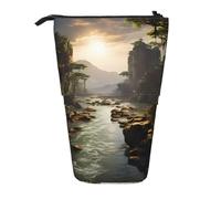 Portamatite espandibile con supporto e scritta "Mountains and Rivers", tessuto Oxford multi-design, altezza regolabile, trousse multiuso per cosmetici
