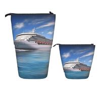 Portamatite Matita Verticale Seaside Cruise Ship Astuccio Cancelleria | durevole Pencil Case Multifunzionale Telescopica Astuccio Portapenne Per ufficio come Regalo