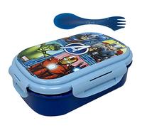 Portamerenda con posata, Avengers, Marvel, portapranzo multiscomparto, posata 3 in 1, forchetta, cucchiaio, coltello