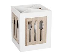 Portamestoli in legno - Cestino per la raccolta di cucchiai, grande contenitore per utensili | Scatola portaoggetti con scomparti, design scavato traspirante per bacchette per piano di lavoro