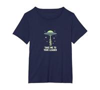 Portami al Tuo Incontro Alieno fantascientifico UFO Leader Maglietta, Donna Plus-Size, Navy, 4X