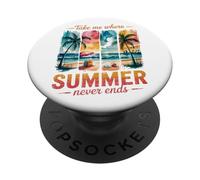 Portami dove il sole splende sempre, spiaggia tropicale, surf retrò PopSockets PopGrip Adesivo