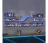 Portamina Moderna montata a Parete con Luce a LED, Supporto per Bar a Parete in Metallo con Supporto in Vetro, sospeso di Bottiglie di liquore per Bottiglie di liquori per Sala da Pranzo a b