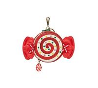 Portamonete a Forma di Caramella Gingerbread Houses, Pelle Vegana Stampata e Goffrata con Dettagli Cuciti a Mano, Ferramenta Color Oro Antico, 12cm x 16cm x 0.5cm