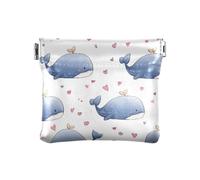 Portamonete a forma di cuore con balena, in pelle PU, mini portafoglio portamonete per donne, ragazze e uomini