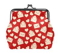 Portamonete a forma di cuore con lettera d'amore rossa retrò Portamonete con serratura a forma di bacio