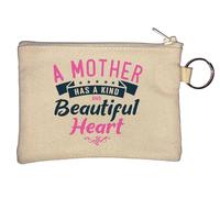 Portamonete a forma di cuore con scritta "A Mother Has A Kind and Beautiful Heart", beige