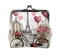 Portamonete a forma di cuore con scritta "Love Paris Tower", per caffè, vino, profumo, bicicletta, portamonete, piccolo, per uomini e donne, per shopping e uscite casual, nero, Taglia unica, Art Deco
