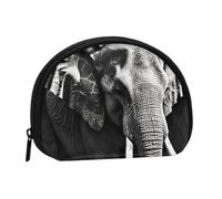 Portamonete a forma di elefante bianco e nero, piccolo portafoglio da viaggio alla moda | Piccola borsa cosmetica a conchiglia per borsetta con cerniera, portamonete per uomo e donna, organizer per c