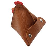 Portamonete a forma di gallina - Portamonete in pelle PU a forma di gallo - Portachiavi con fibbie - Portafoglio in pelle PU a forma di gallo - Borsa per auricolari, Marrone, Consulte la descripción