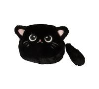 Portamonete a forma di gatto, piccolo portafoglio per oggetti cosmetici, borsa per cambiare, sacchetti in peluche con cerniere, borsa per il trucco da donna portachiavi in peluche, Nero , Bellezza di