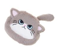 Portamonete a forma di gatto, piccolo portafoglio per oggetti cosmetici, borsa per cambiare, sacchetti in peluche con cerniere, borsa per il trucco da donna portachiavi in peluche, Bianco albicocca