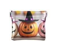 Portamonete a forma di gatto scuro seduto sulla mezzaluna da spremere in pelle sintetica in poliuretano, Zucche Halloween Decor, Motivo: