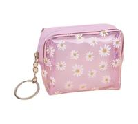 Portamonete a forma di margherita, borsa trasparente per il cambiamento, borsa per il trucco con piccoli fiori, graziosa borsa cosmetica floreale, impermeabile, porta carte di credito trasparente con