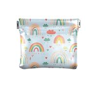 Portamonete a forma di nuvola arcobaleno blu, con portamonete, in pelle PU, mini portafoglio portamonete per donne, ragazze e uomini
