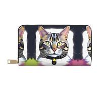 Portamonete a mano con gatto serio, alla moda e versatile, può contenere telefoni cellulari, monete, chiavi