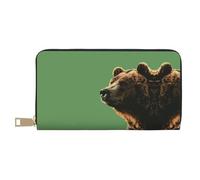 Portamonete a mano con orso che guarda da lontano, alla moda e versatile, può contenere telefoni cellulari, monete, chiavi