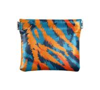 Portamonete a righe arancioni blu tigre spremere portamonete porta monete in pelle PU mini portafoglio portamonete per donne ragazze uomini