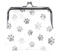 Portamonete alla moda con fibbia in pelle con motivo impronte di zampe, grigio, classico, Trendy Paw Prints Grigio, Classico