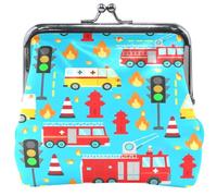 Portamonete alla moda da donna, in pelle, simpatico lucchetto da bacio, simpatico camion dei vigili del fuoco, per ragazze, monete, 11,5 cm x 10,5 cm
