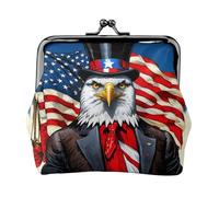 Portamonete American Bald Eagle, piccolo portafoglio per carte di credito, per uomini e donne, per shopping e uscite casual, nero, Taglia unica, Art Deco