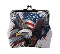 Portamonete American Bald Eagle, piccolo portafoglio per carte di credito, per uomini e donne, per shopping e uscite casual, nero, Taglia unica, Art Deco
