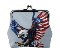 Portamonete American Bald Eagle, piccolo portafoglio per carte di credito, per uomini e donne, per shopping e uscite casual, nero, Taglia unica, Art Deco