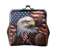 Portamonete American Bald Eagle, piccolo portafoglio per carte di credito, per uomini e donne, per shopping e uscite casual, nero, Taglia unica, Art Deco