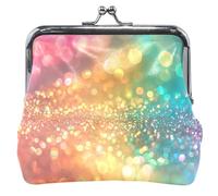 Portamonete arcobaleno gradiente stelle scintille per uomo donna in pelle con chiusura a bacio fibbia porta carte porta carte