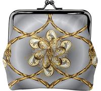 Portamonete artistico da donna in pelle con motivo a petali dorati, piccolo portamonete con chiusura a lucchetto a bacio e fibbia portafoglio per regalo ragazza, Come nella foto, Taglia unica,