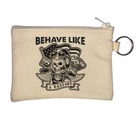 Portamonete Behave Like A Bastard United States of America Piston Skulls Graphic Key Chain Beige, Beige, Taglia unica