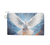 Portamonete bianco con colomba dello Spirito Santo alla moda, in tela, portatile, per uomo e donna, Stile:, Taglia unica, Portamonete