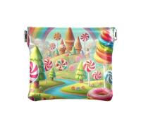 Portamonete blu con dinosauri carini, mini portamonete, piccola borsa per il trucco da donna, Arcobaleno floreale Candy Land, Taglia unica, Arcobaleno floreale Candy Land