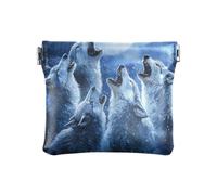 Portamonete blu con dinosauri carini, mini portamonete, piccola borsa per il trucco da donna, Luna dei lupi ululanti, Taglia unica, Luna dei lupi ululanti