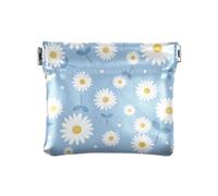 Portamonete blu con margherite e fiori per le donne, portamonete da spremere, portamonete, Fiori Margherita Blu, 4.3" x 3.7", Spremere