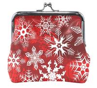 Portamonete carino animale da donna in pelle con chiusura a bacio fiocco di neve rosso Natale chic piccolo portamonete per ragazze, Fiocchi di neve rossi di Natale Chic, classico