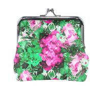 Portamonete, Carino Cani Blu Bacio Blocco Moneta Cambiamento Portafoglio Borse Portatile Sacchetto Cambiare Portafoglio Organizzatori, Rose Acquerello Verde, Taglia unica, Rose Acquerello Verde