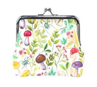 Portamonete, Carino Cani Blu Bacio Blocco Moneta Cambiamento Portafoglio Borse Portatile Sacchetto Cambiare Portafoglio Organizzatori, Foglie Di Funghi, Taglia unica, Foglie Di Funghi