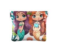 Portamonete carino con cervo uccello da donna, Due simpatiche sirene, Motivo: